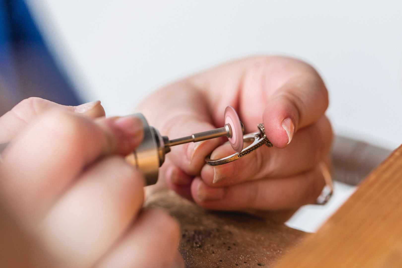 Women making a ring handmade jewelry