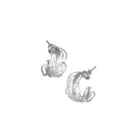 White rhodium post earrings