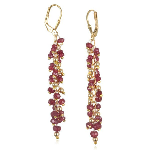 Ruby Waterfall Earrings in Gold