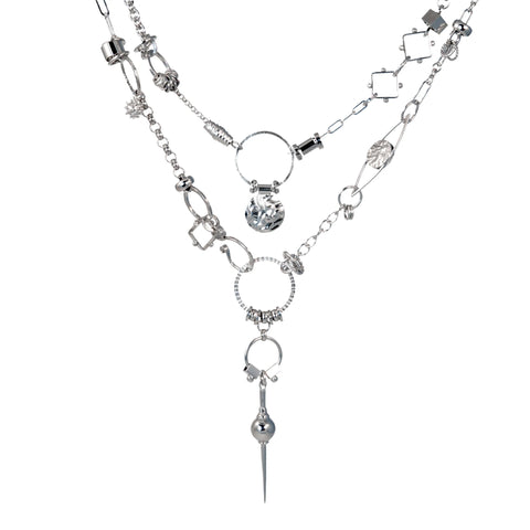 silver and rhodium wrap necklace