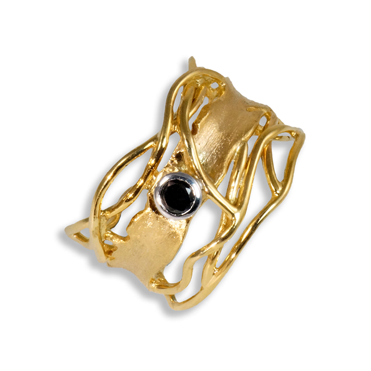 14k & Black Diamond Edge Ring - Q Evon Fine Jewelry product image