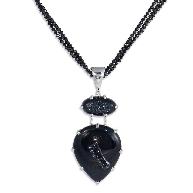 Necklace for high neckline - Black Onyx Druzy