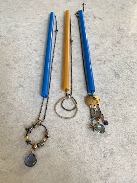 DIY necklace hanger using straw