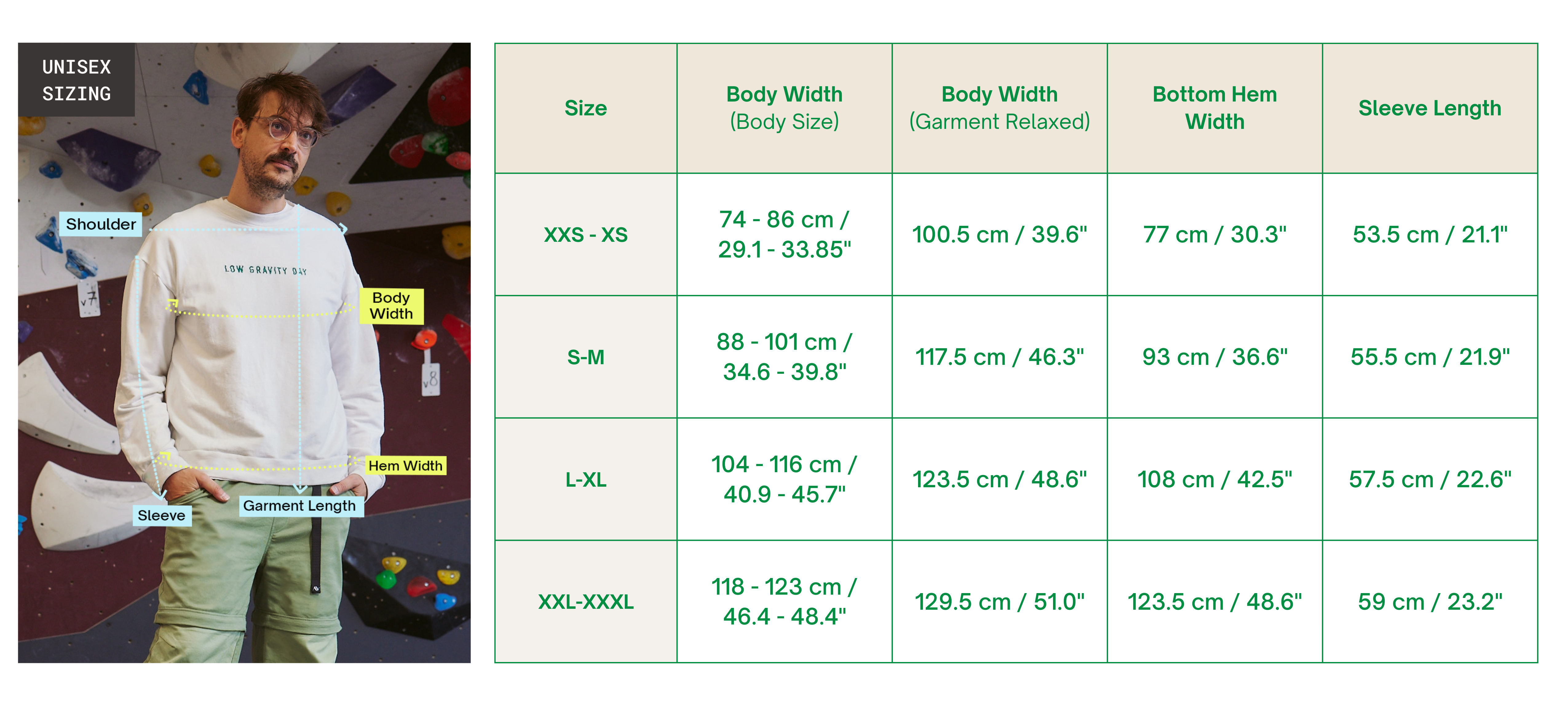 Sweater Size Guide