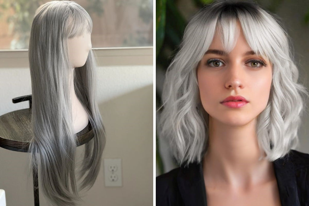 Silver grey wig for women