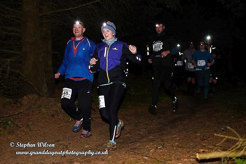 Runners at High Terrain Events Glentress Night Run