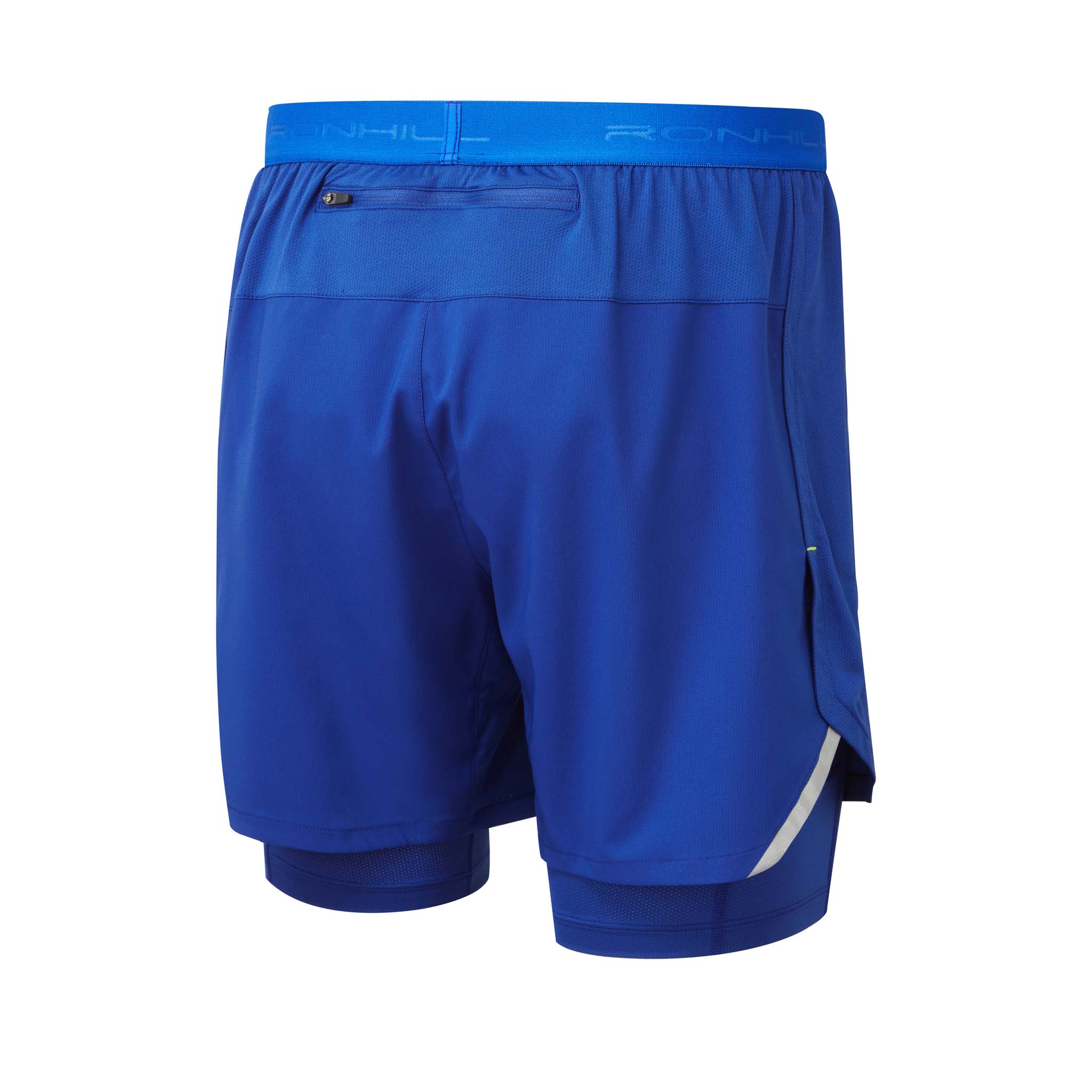 Cool Run 2 In 1 Running Shorts Blue Black Pockets Double Layer
