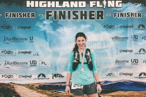 Chiara at the finish area of the Highland Fling race