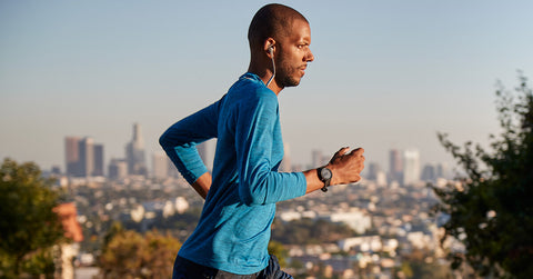 Runner wearing a Garmin GPS Watch