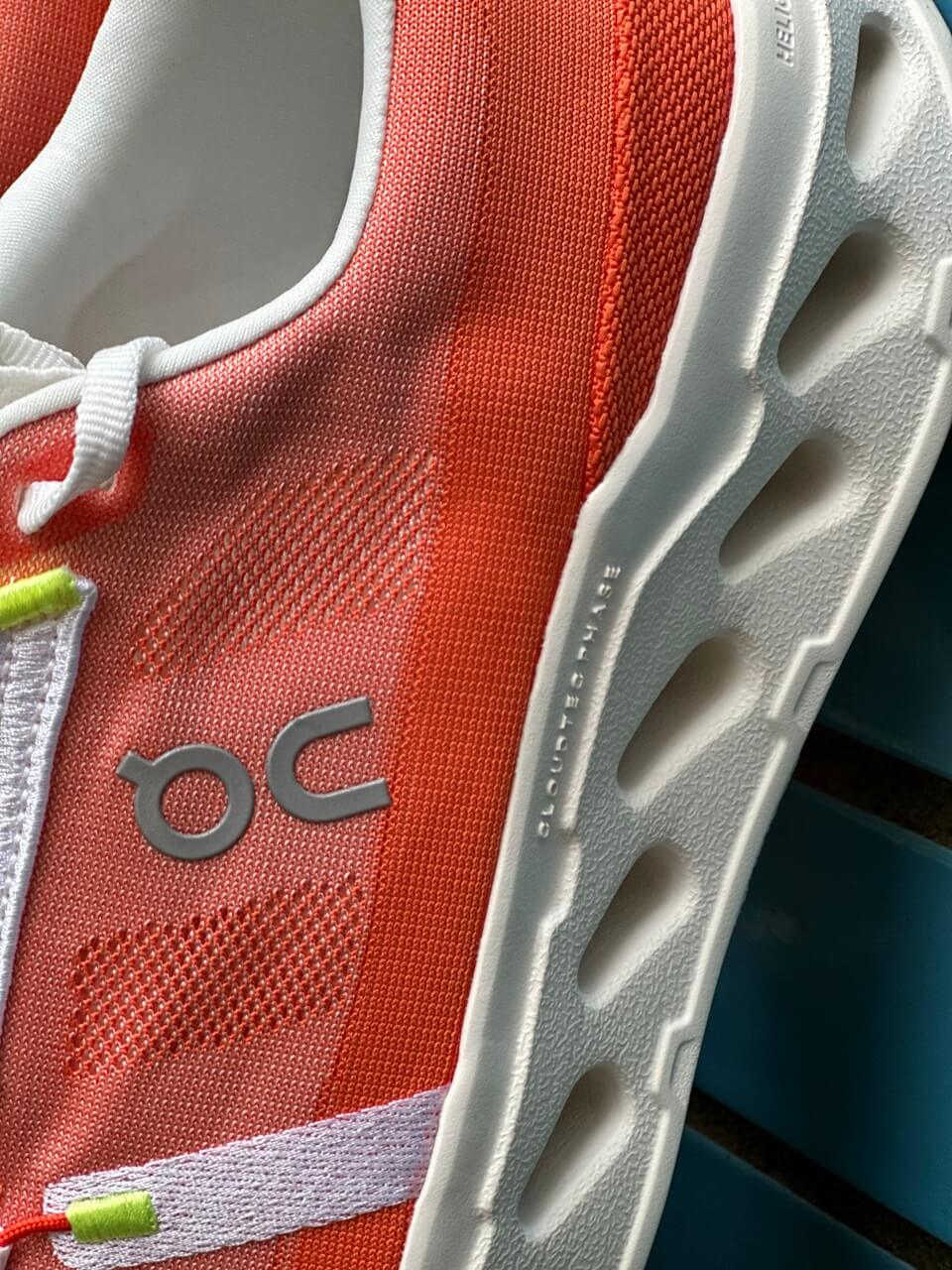 Close-up of yarn upper on On Cloudeclipse running shoes