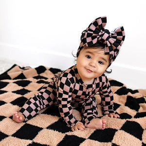 Gigi and Max Bentley Zip Checks Bamboo One Piece 2 Way Zipper Baby Outfit - Kiki's Decor & More