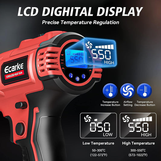 Cordless Heat Gun for Dewalt 20V Battery - LCD Digital Display – Ecarke