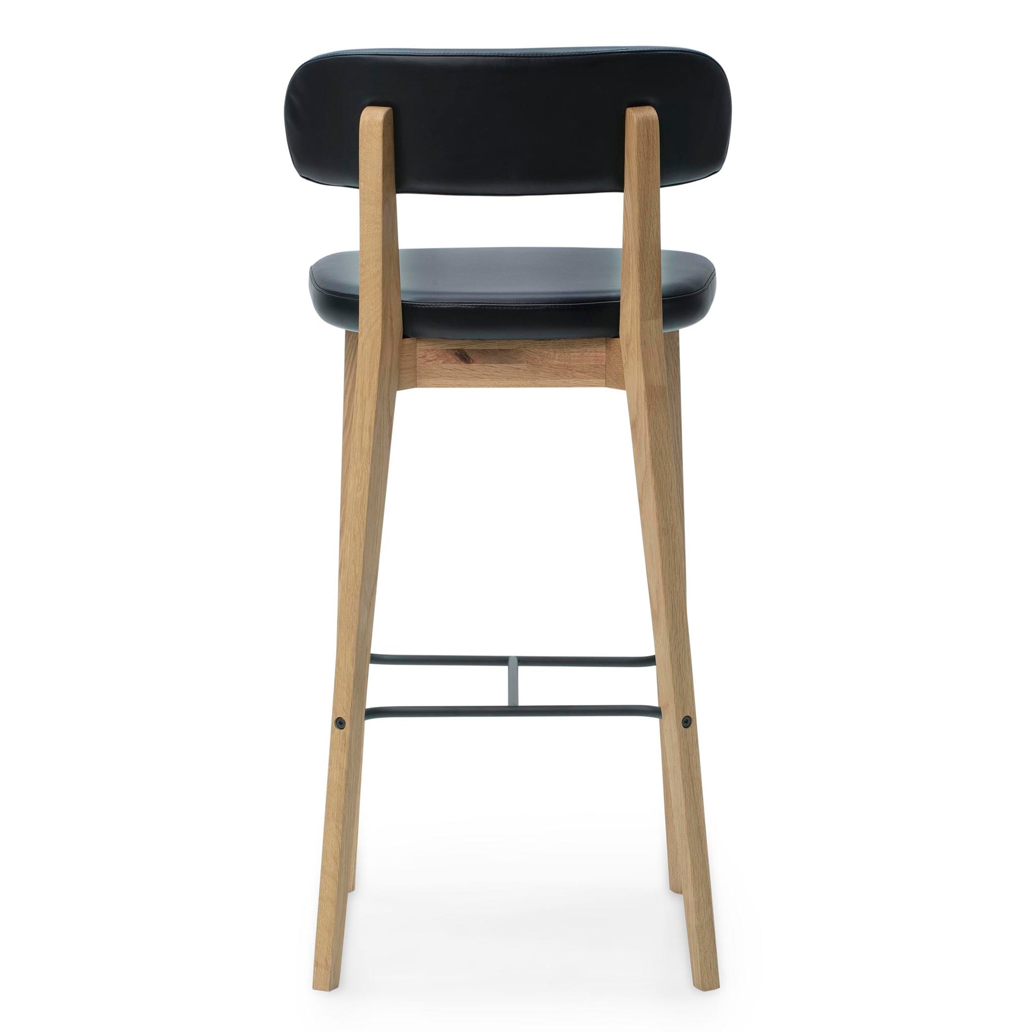 oak and leather bar stool