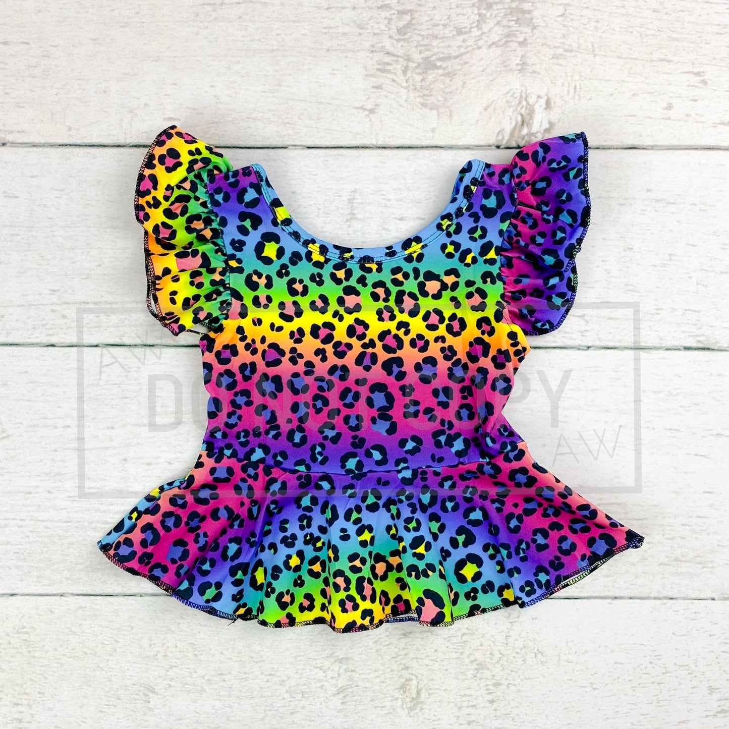 Rainbow Cheetah Peplum Top