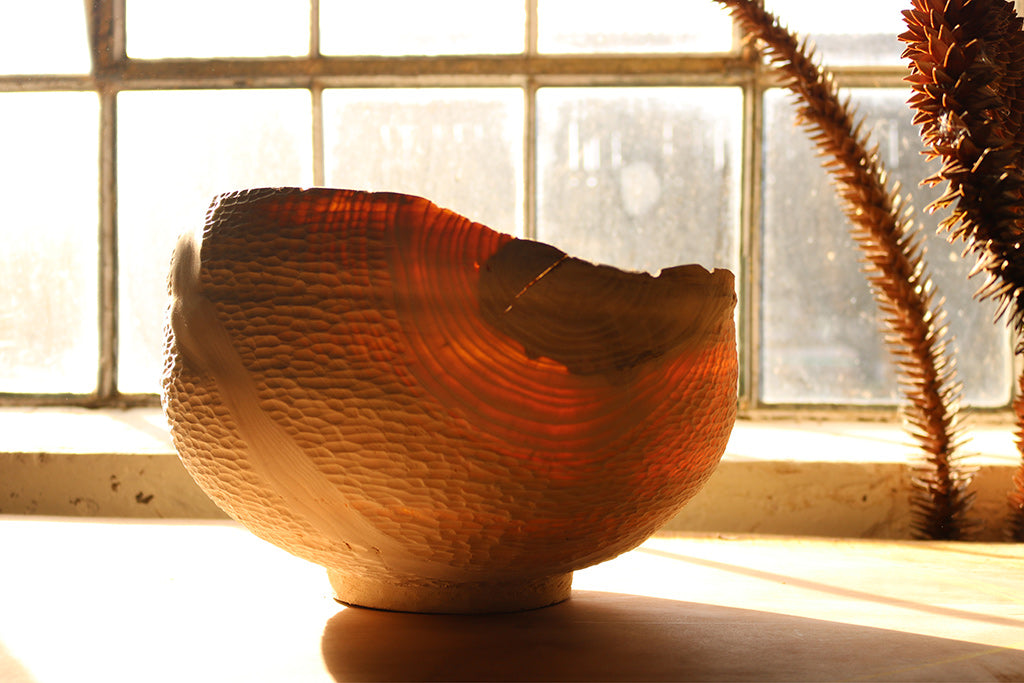 'ash bowl' turned and hand carved by robert george