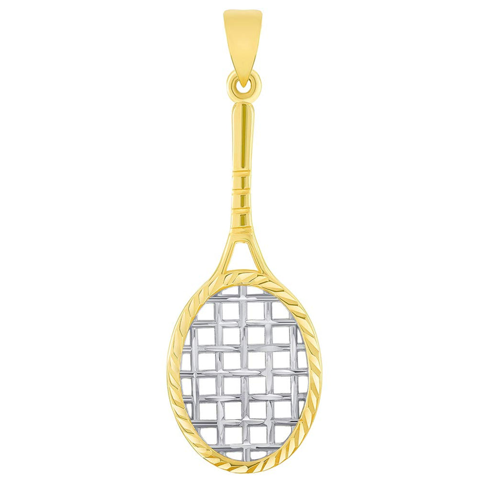 Sports Charms 14k Yellow Gold Tennis Racquet Pendant Necklace