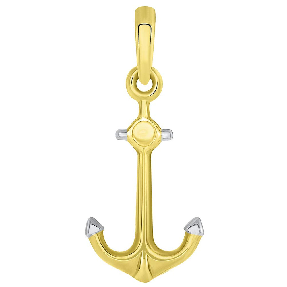 14k Yellow Gold Anchor Silhouette Charm Nautical Pendant | Jewelry