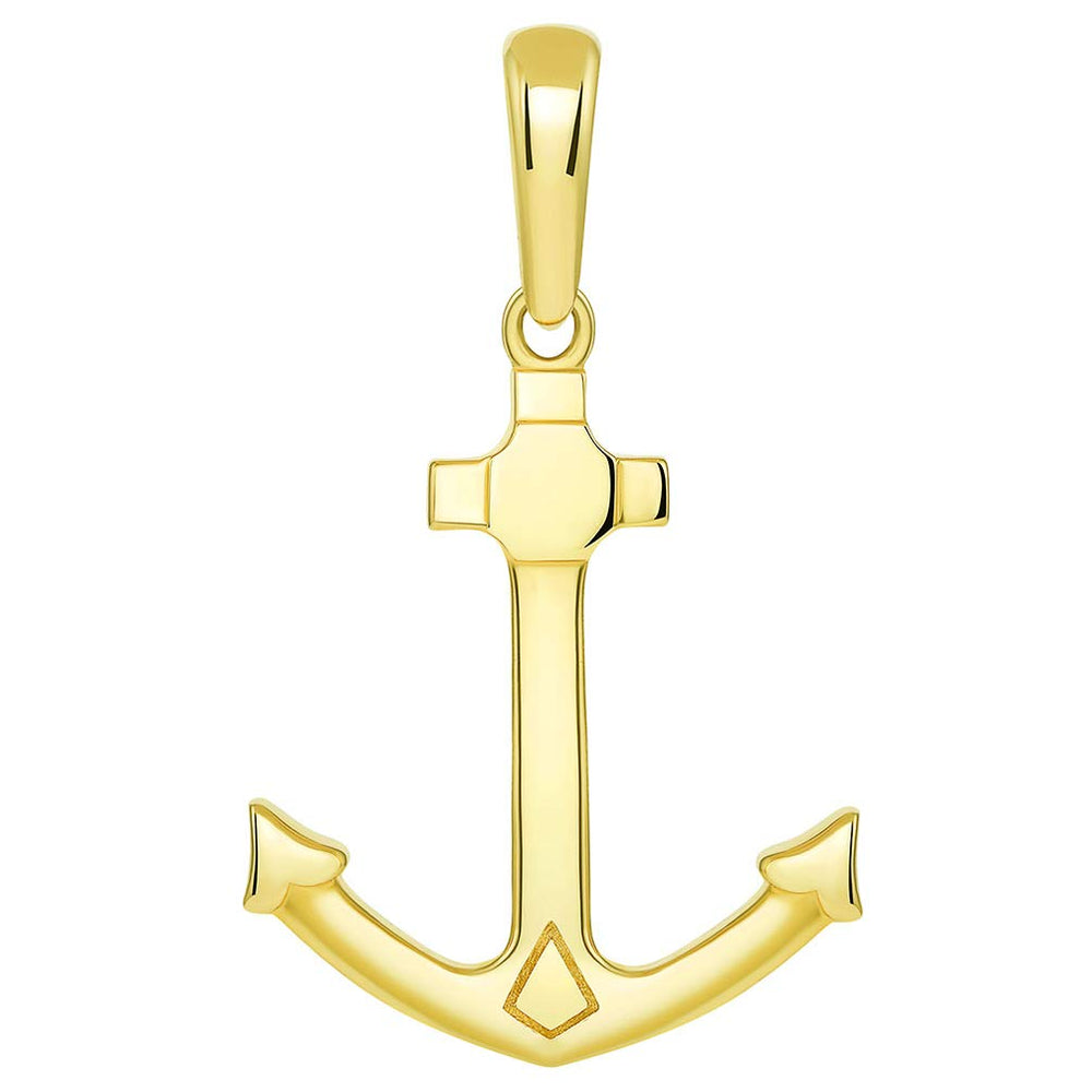 14k Yellow Gold Anchor Silhouette Charm Nautical Pendant | Jewelry