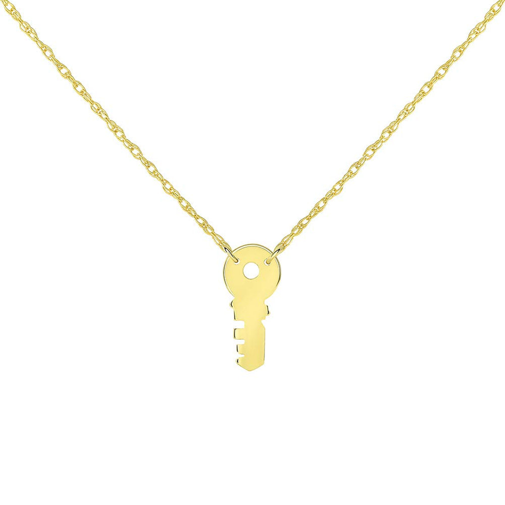 14K Yellow Gold Square Key Necklace