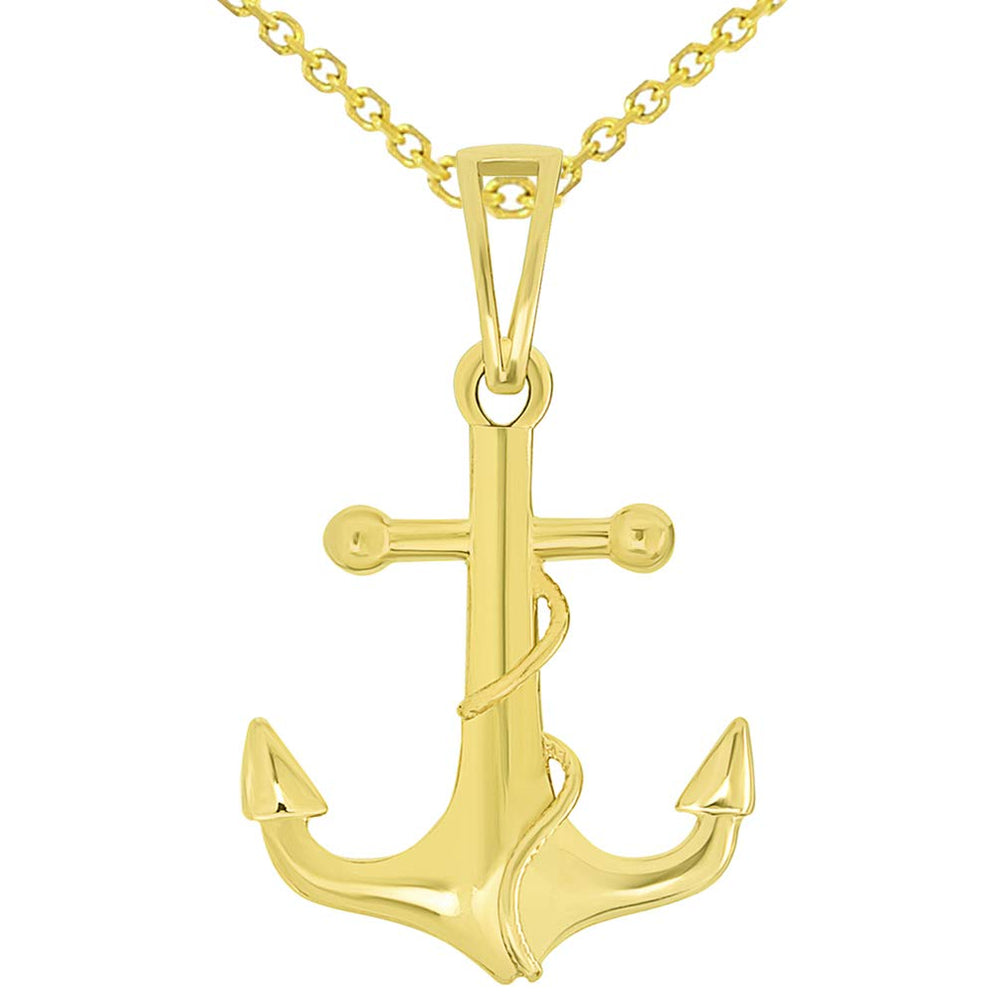 14k Gold Fouled Admiralty Anchor Charm Nautical Pendant | Jewelry