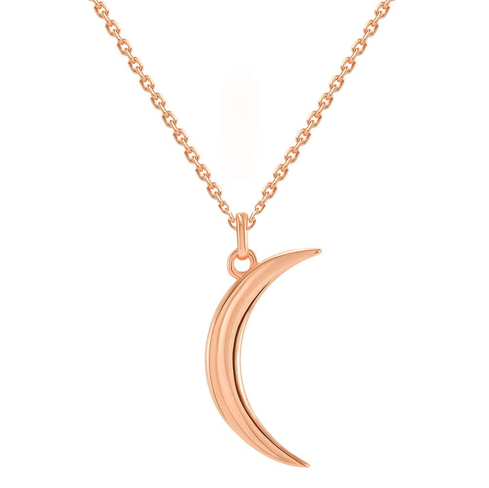 Solid 14k Rose Gold Dainty Crescent Moon Pendant Necklace with