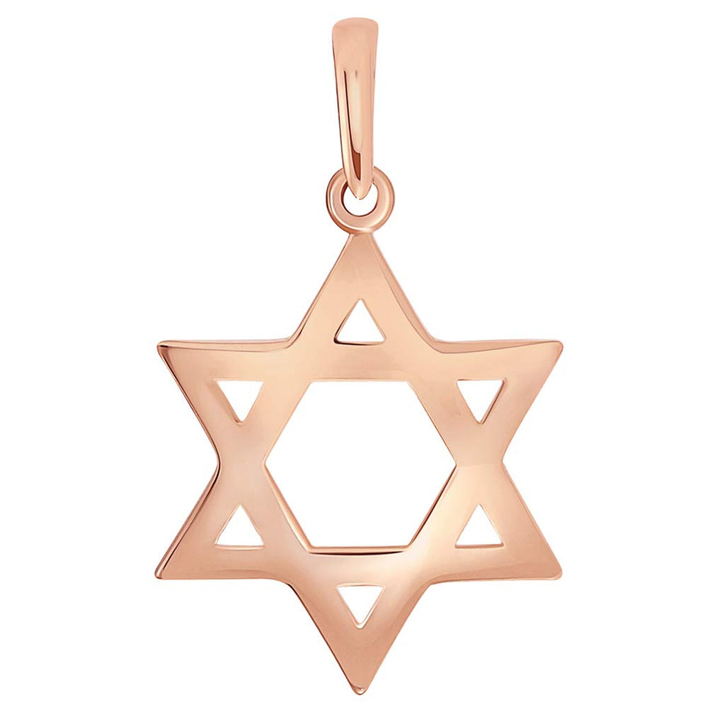 Polished 14k Rose Gold Simple Jewish Charm Star of David Pendant