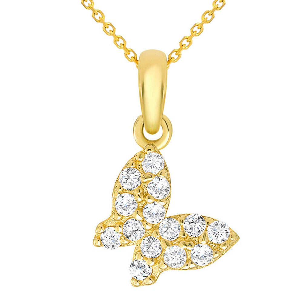 14k Gold Mini Butterfly Necklace with Spring Ring Clasp | Jewelry