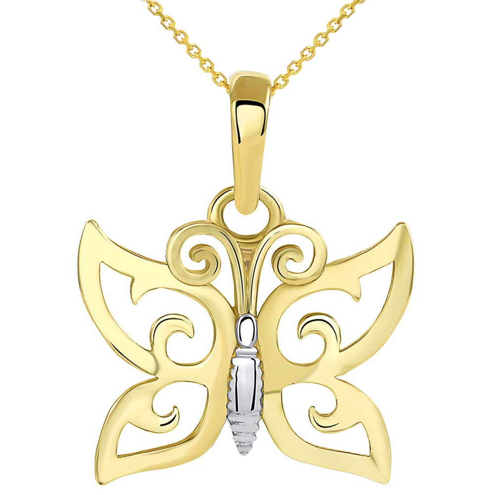 14k Gold Mini Butterfly Necklace with Spring Ring Clasp | Jewelry