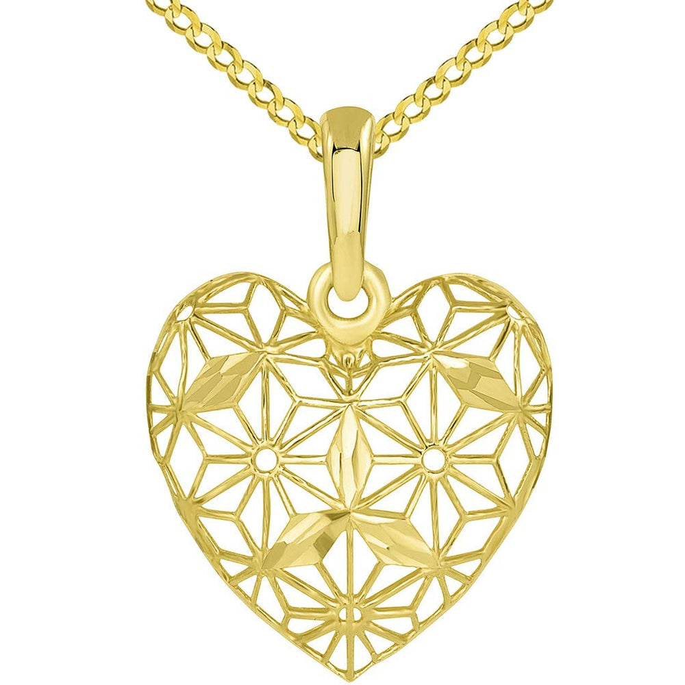 Handcrafted 10kt Gold Filigree Heart Charm Pendant