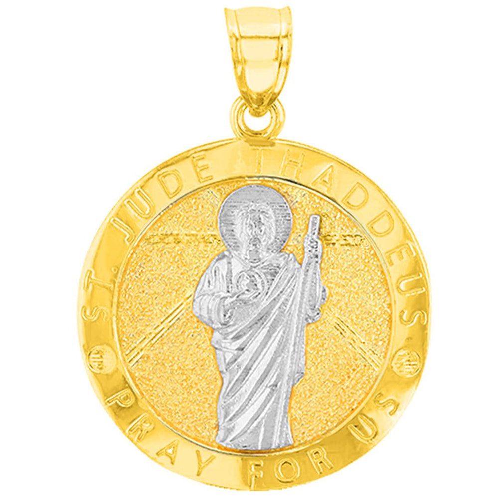 14k Yellow Gold Saint Jude Pray For Us Picture Pendant | Jewelry