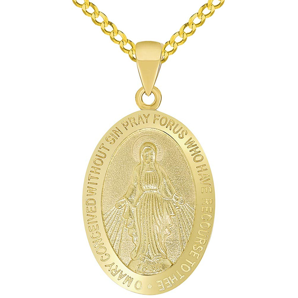 Solid 14k Gold Small Classic Miraculous Medallion of the Virgin