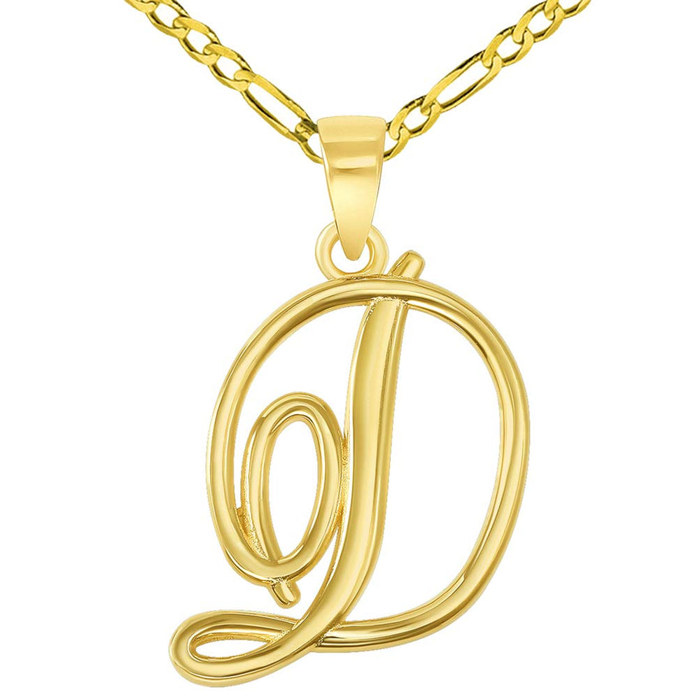9ct Gold Fancy Calligraphy Script Letter M Pendant Necklace 16