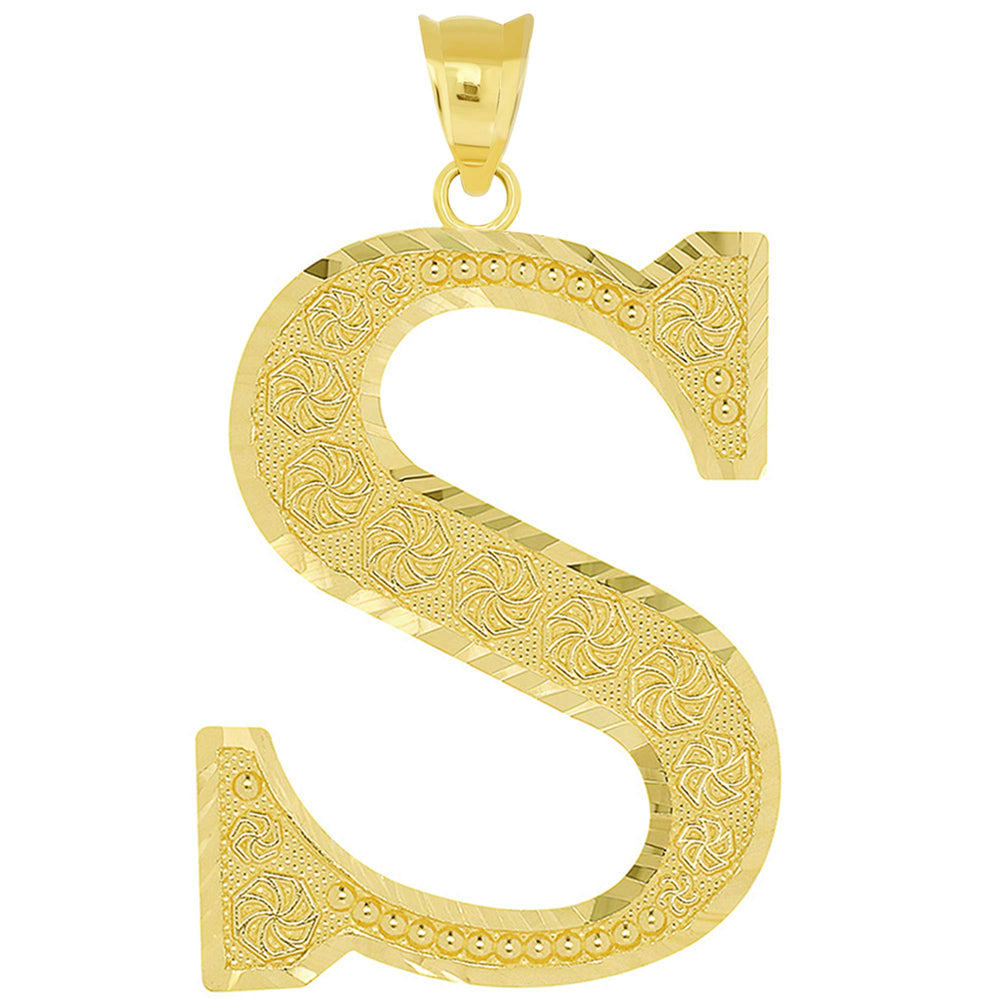 14k Yellow Gold letter Initial A pendant Charm 1 inch long