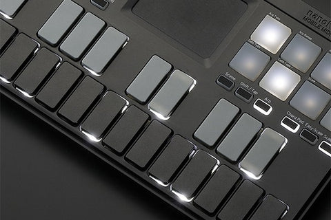 Step-record as easily as typing. A keyboard with 25 backlit keys that illuminate.
