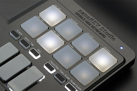 Eight high-sensitivity trigger pads that you can use for drum input or playing chords.