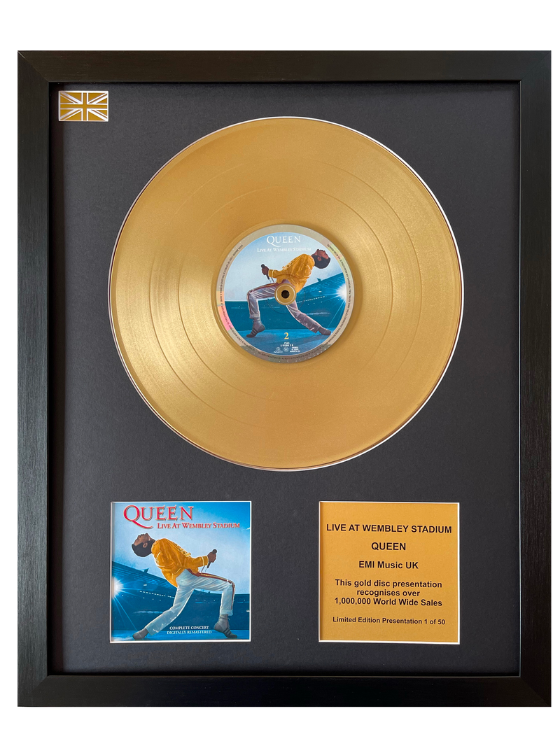 QUEEN Live at Wembley Stadium Gold Disc The Gold Record Company