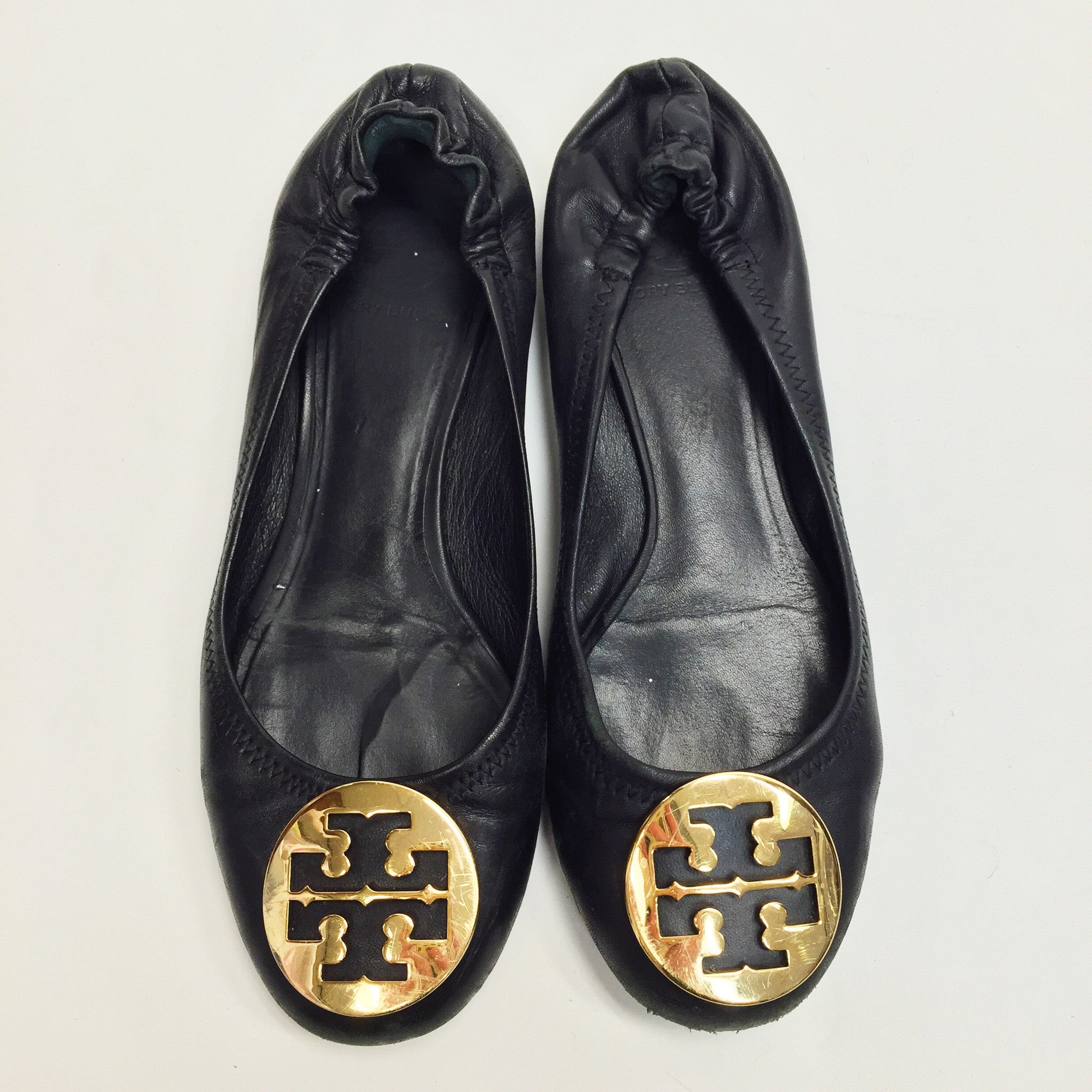 tory burch black and gold flats