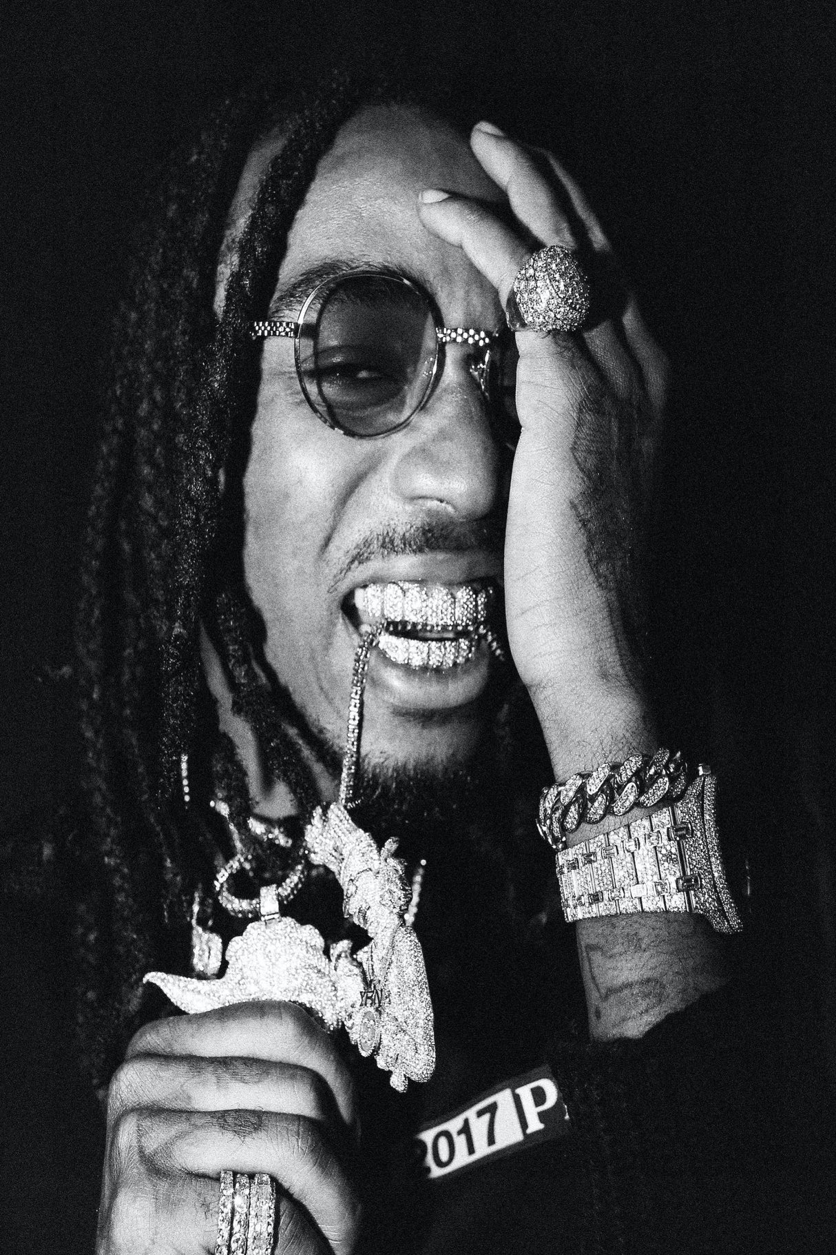 Quavo Huncho B&W 'Iced' Poster - Postertok Posters