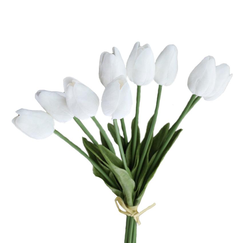 Bouquet de 9 tulipes artificielles blanches – Ma Plante Artificielle