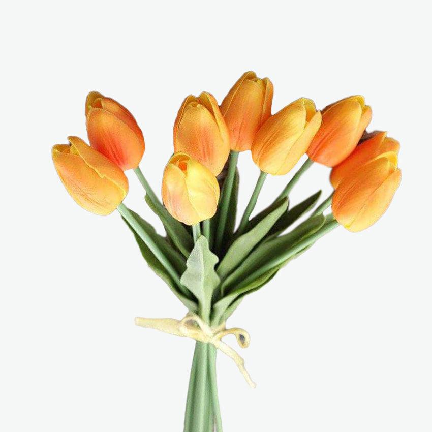 Bouquet de 9 tulipes artificielles oranges – Ma Plante Artificielle