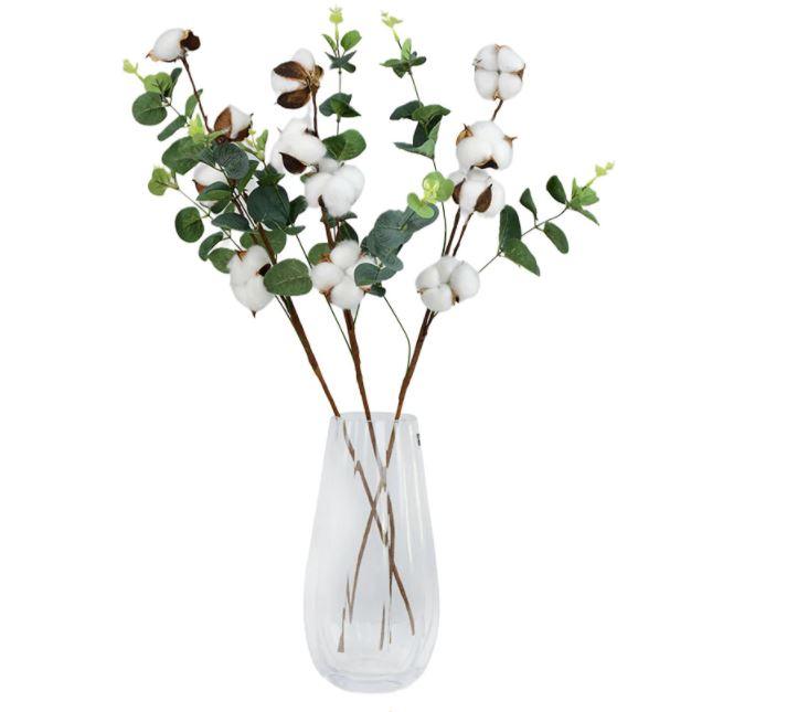 Branche de fleur de coton (4 boules) 62 cm – Ma Plante Artificielle