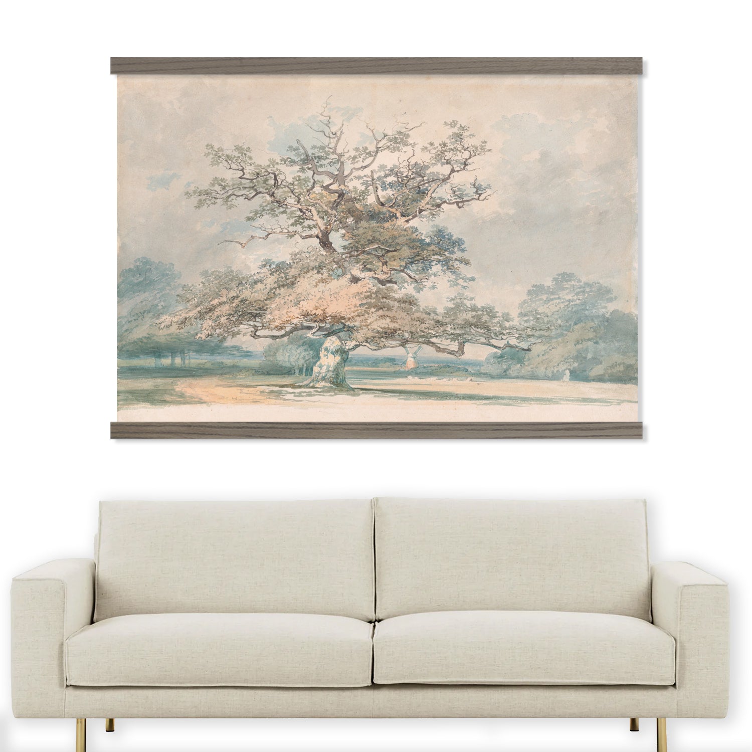 Old Oak Tree - Beige Wall Art - Neutral Scenic Big Wall Art – Hangout Home