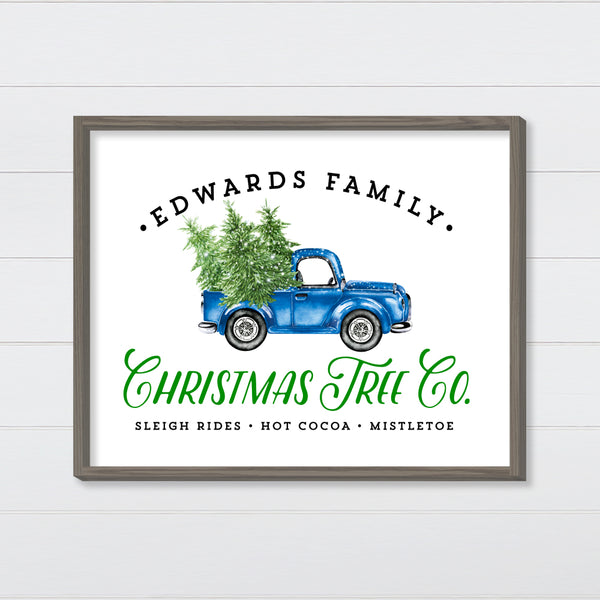 Christmas Old Truck Family Name Premium Canvas