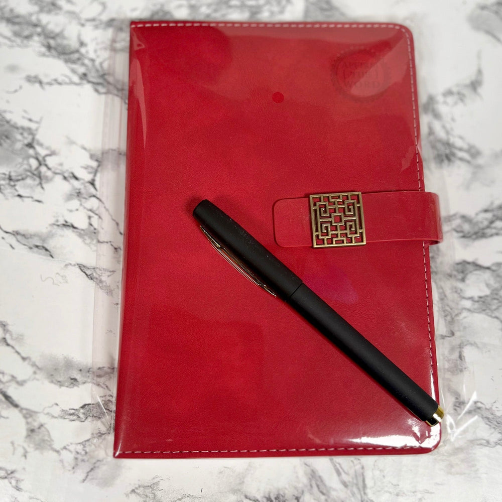 Lined Journal & Pen Gift Set—Red (FREE Engraving)