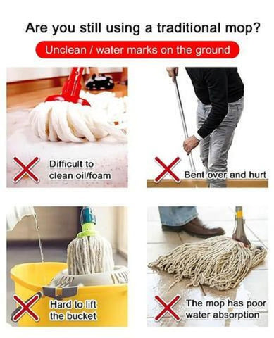 SDJMa 360° Rotatable Adjustable Cleaning Mop, Four Corner