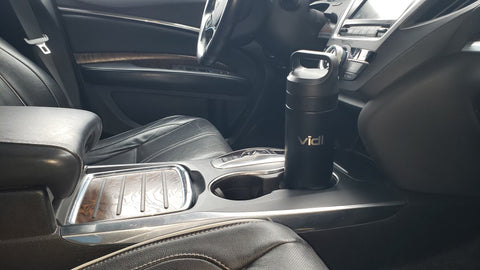 image of black vidl life bottle in car