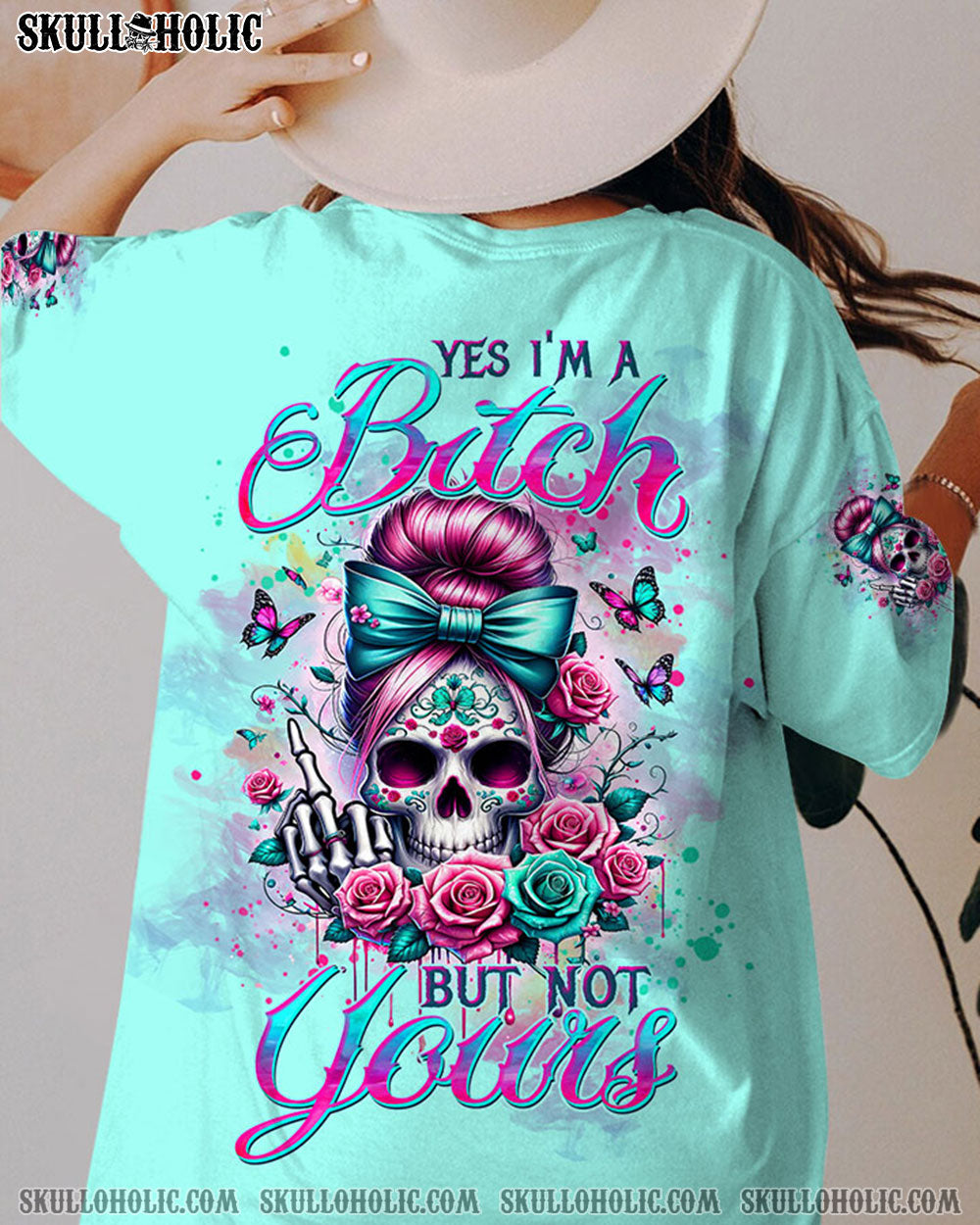 YES I'M A B BUT NOT YOURS MESSY BUN ROSE ALL OVER PRINT - TLTW2211231