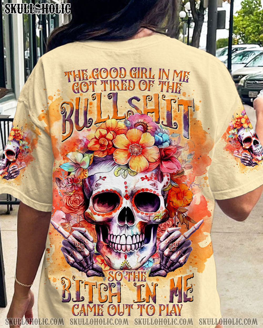 THE GOOD GIRL IN ME SUGAR SKULL WATERCOLOR ALL OVER PRINT - TLNT3011232