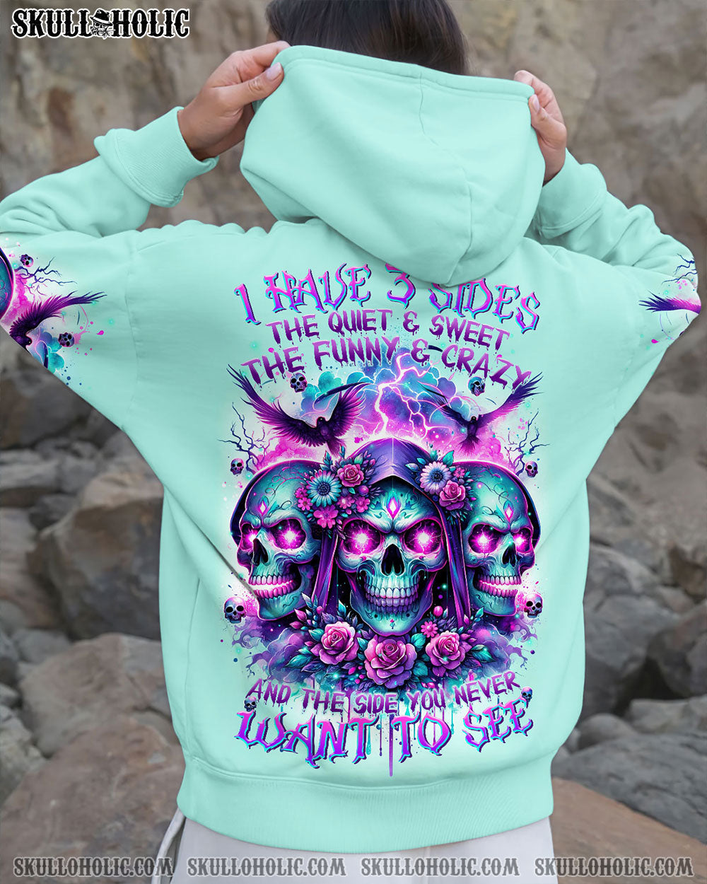 I HAVE 3 SIDES 3 SKULLS FLOWER ALL OVER PRINT - TLTR1412232