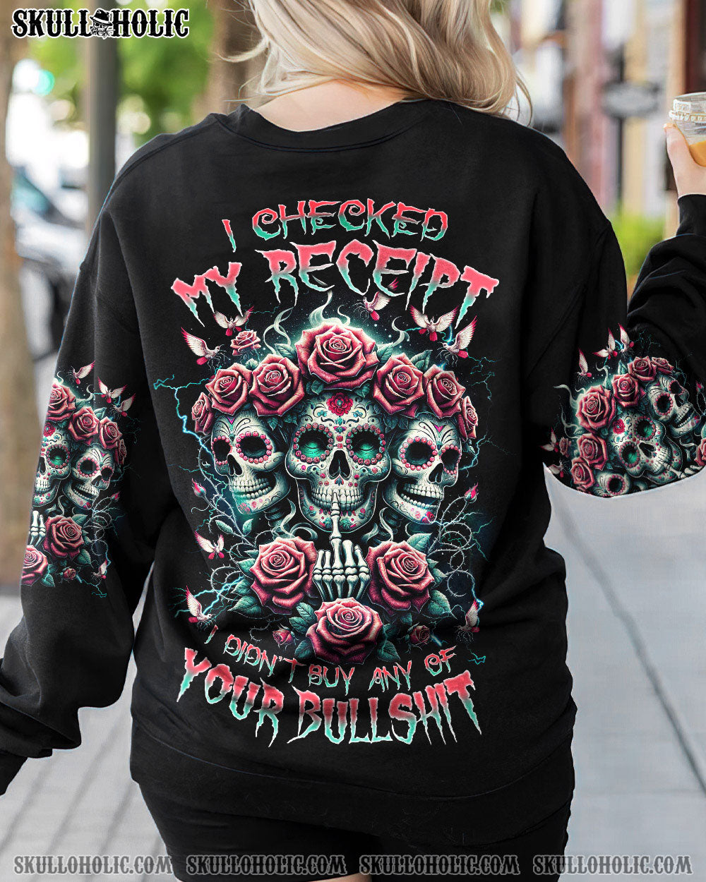 I CHECKED MY RECEIPT SKULL ROSE ALL OVER PRINT - TLNZ1011231